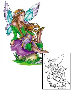 Fantasy Tattoo Fairy On Mushroom Tattoo