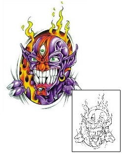 Monster Tattoo Creepy Fire Demon Tattoo