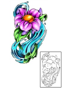 Picture of Pink Flower Wave Tattoo