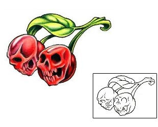 Horror Tattoo Double Skull Cherry Tattoo