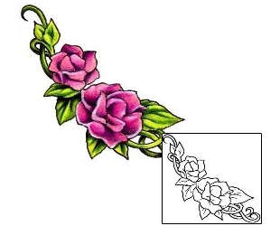 Vine Tattoo Double Pink Flower Tattoo