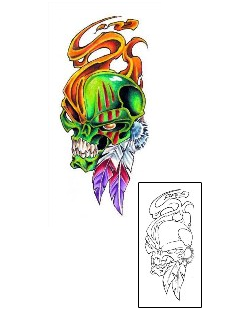 Western Tattoo Skull Fire Indian Tattoo