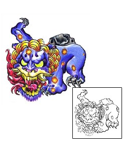 Asian Tattoo Purple Foo Dog Tattoo