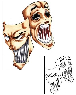 Comedy Tragedy Mask Tattoo Horror tattoo | CEF-00037