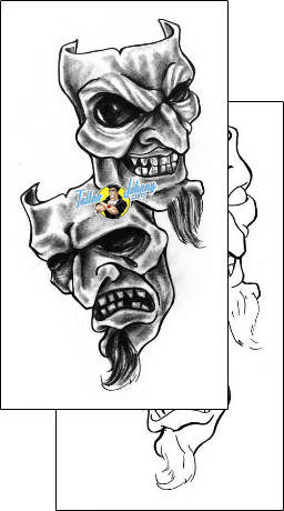 Skull Tattoo comedy-tragedy-mask-chump-change-chf-00091
