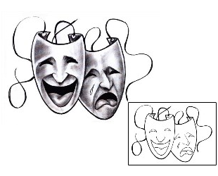 Comedy Tragedy Mask Tattoo CHF-00113