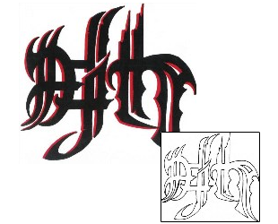 Lettering Tattoo Black Death Lettering Tattoo