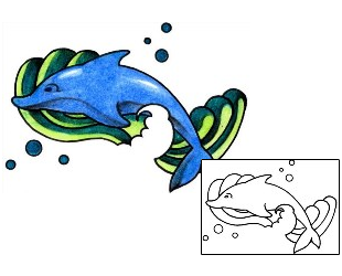 Dolphin Tattoo Marine Life tattoo | CYF-00534