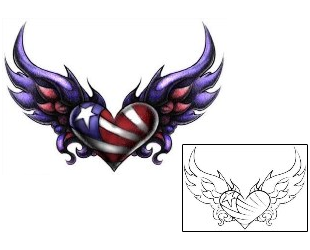 Picture of Patriotic Winged Heart Tattoo