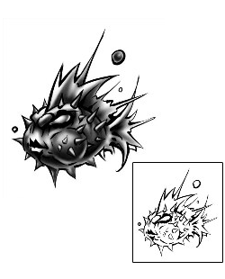 Fish Tattoo Black & Gray Puffer Fish Tattoo