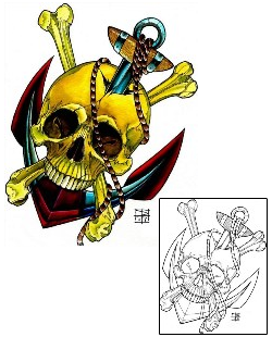 Marines Tattoo Anchored Skull Tattoo