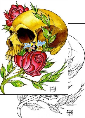 Skull Tattoo flower-tattoos-damien-friesz-dff-01030