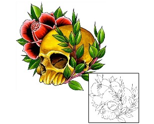 Skull Tattoo Plant Life tattoo | DFF-01176