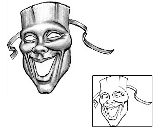 Comedy Tragedy Mask Tattoo DLF-00039