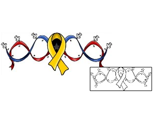 Yellow Ribbon Tattoo Specific Body Parts tattoo | DPF-00116