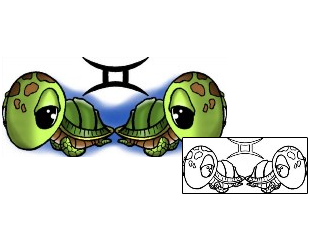 Turtle Tattoo Zodiac tattoo | DPF-00225