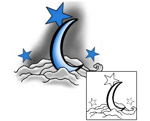 Cosmic Tattoo Blue Moon Cloud Tattoo