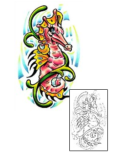 Seahorse Tattoo Marine Life tattoo | E1F-00114
