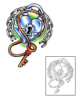 Lock & Key Tattoo For Women tattoo | E1F-00144