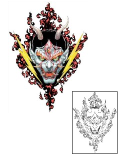 Mask Tattoo Lightning Oni Head Tattoo