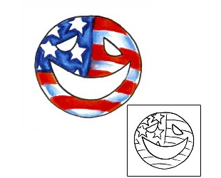 Picture of American Flag Smiley Face Tattoo
