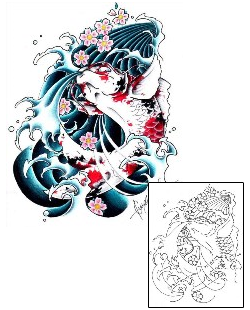 Cherry Blossom Tattoo Koi Fish Wave Tattoo