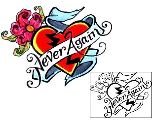 Picture of Never Again Banner Heart Tattoo