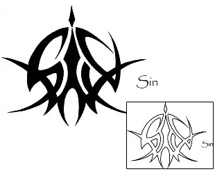 Lettering Tattoo Tribal Sin Lettering Tattoo