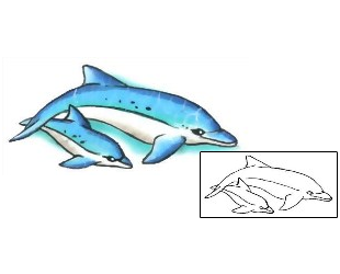 Dolphin Tattoo Marine Life tattoo | G1F-00485