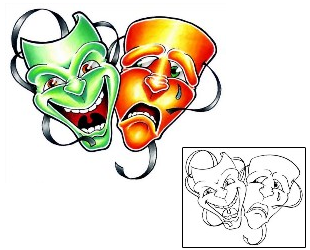 Comedy Tragedy Mask Tattoo Miscellaneous tattoo | GJF-00777
