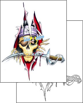 Skeleton Tattoo miscellaneous-pirate-tattoos-gentleman-jim-gjf-00883