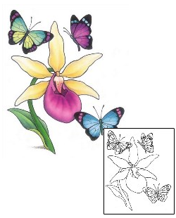 Picture of Lady Slipper & Butterflies Tattoo