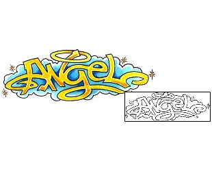 Lettering Tattoo Angel Halo Graffiti Tattoo