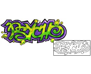 Lettering Tattoo Psycho Graffiti Tattoo