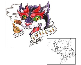 Cartoon Tattoo Hell Cat Tattoo