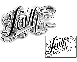 Picture of Shaded Faith Script Lettering Tattoo