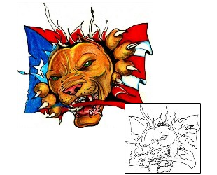 Animal Tattoo Puerto Rican Ripped Flag Tattoo