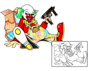 Gun Tattoo Bloodshot Bill Clown Tattoo