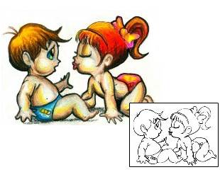 Cartoon Tattoo Baby Kiss Tattoo