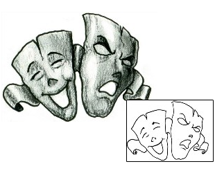 Comedy Tragedy Mask Tattoo HGF-00881