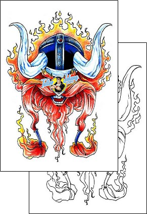 Fire – Flames Tattoo fantasy-viking-tattoos-harley-sparks-hsf-00450