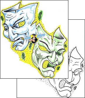 Comedy Tragedy Mask Tattoo comedy-tragedy-mask-tat-2-by-jessie-hvf-00274