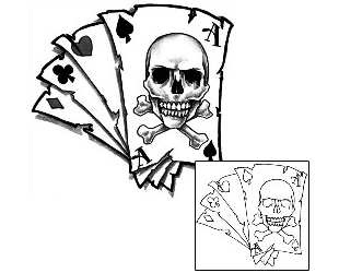 Crossbones Tattoo Gambling tattoo | J0F-00189