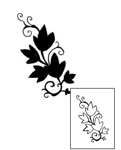 Picture of Black Ink Leaves Tattoo