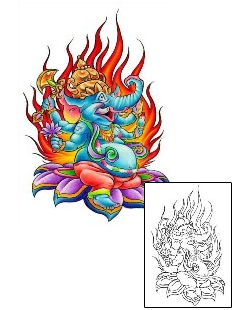 Fire – Flames Tattoo Lotus Ganesh Tattoo