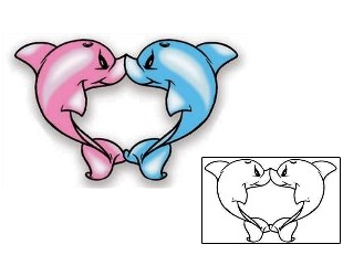 Cartoon Tattoo Dolphin Love Tattoo