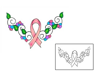 Ribbon Tattoo Specific Body Parts tattoo | JJF-00651