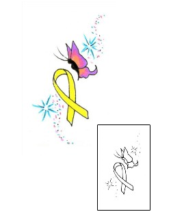 Yellow Ribbon Tattoo Insects tattoo | JJF-00655