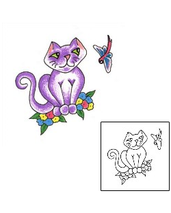 Cat Tattoo Plant Life tattoo | JJF-00691