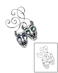 Comedy Tragedy Mask Tattoo JJF-00721